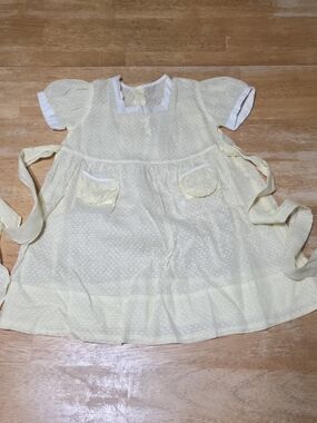 Vintage Hand Made Pale Yellow 2t Baby Girl Dress